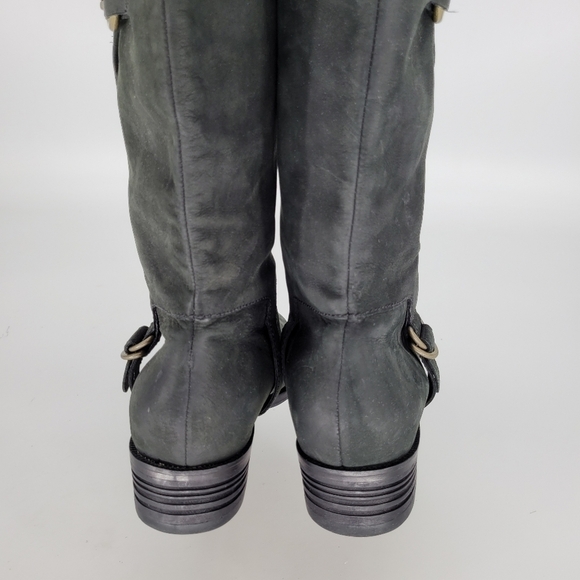 Cole Haan nike air technology brass buckle distressed black leather boot 10 - Picture 4 of 14